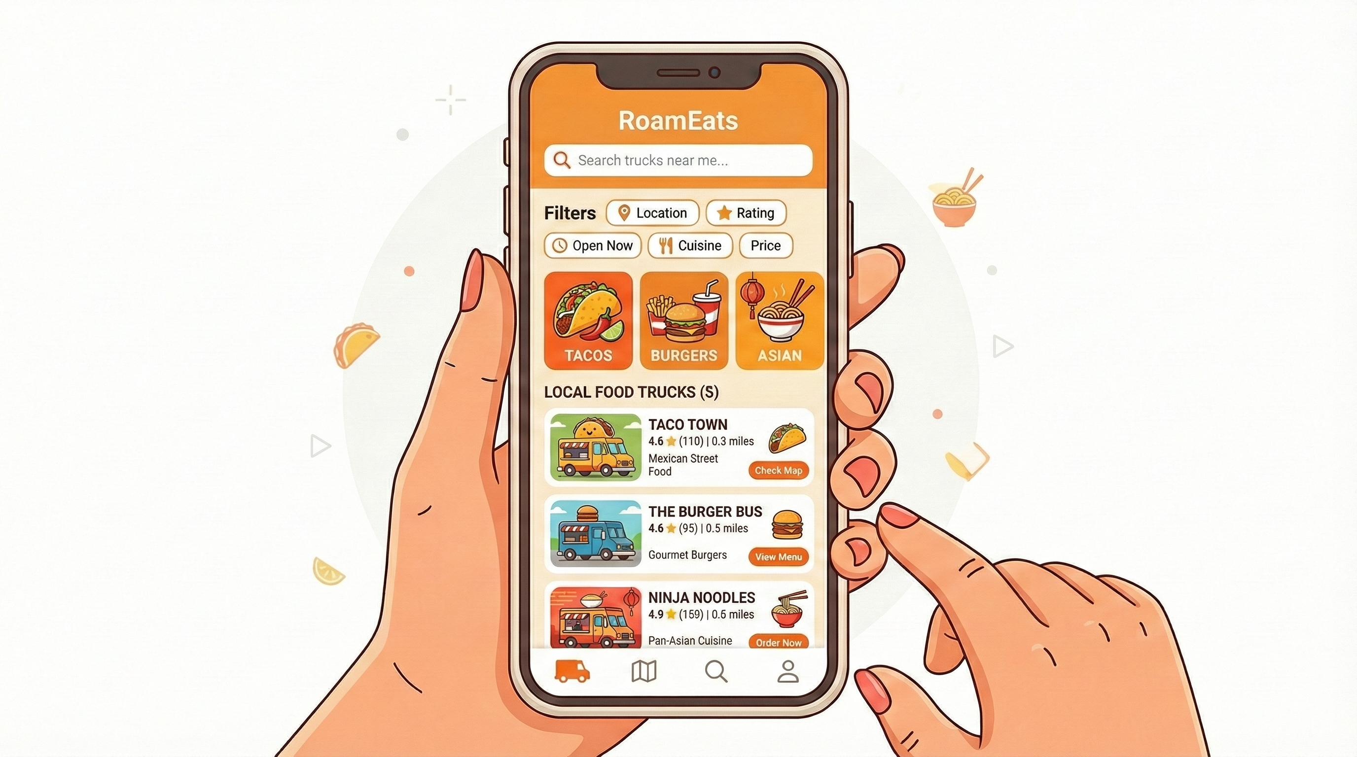 Browsing food trucks